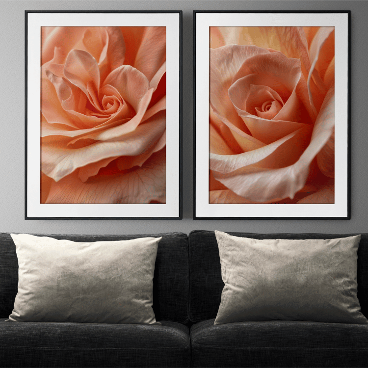 Radiant Peach Rose Digital Art Set