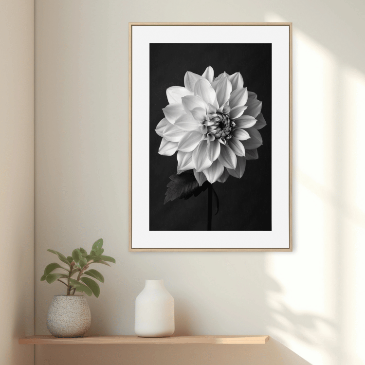 Black and White Dahlia Digital Art Print