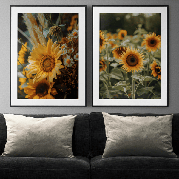 Rustic Sunflower Field Digital Art Set