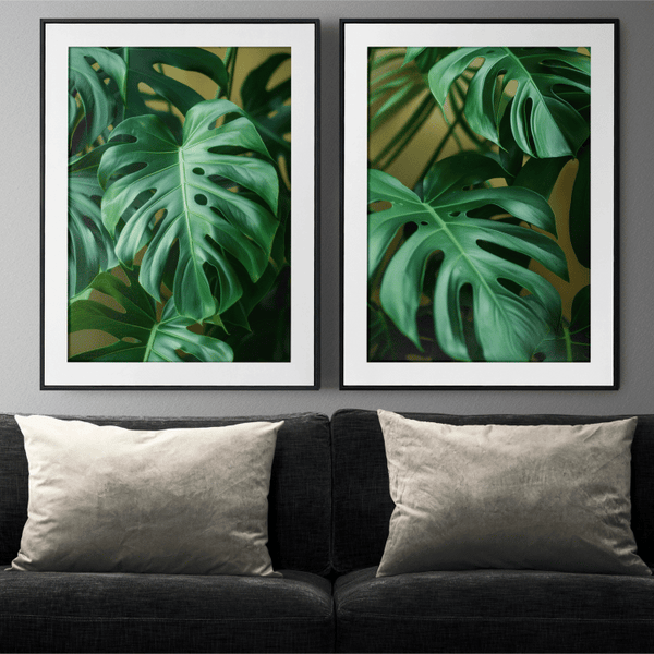 Lush Green Monstera Leaf Digital Art Set