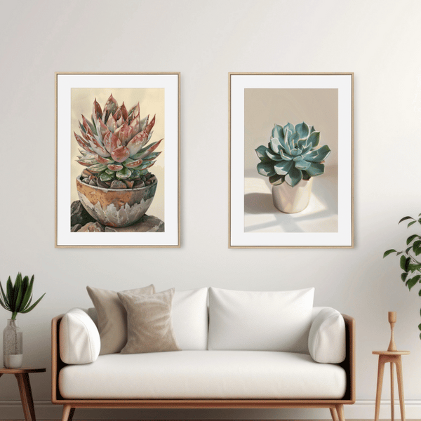 Charming Succulent Potted Plant Art Set