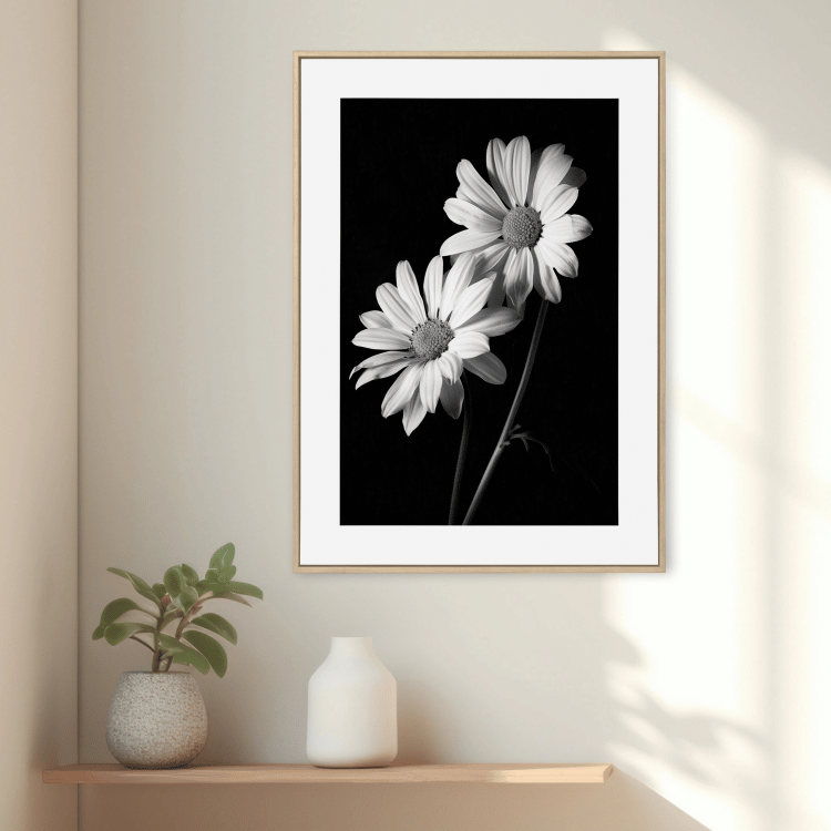 Black and White Daisy Pair Digital Art Print