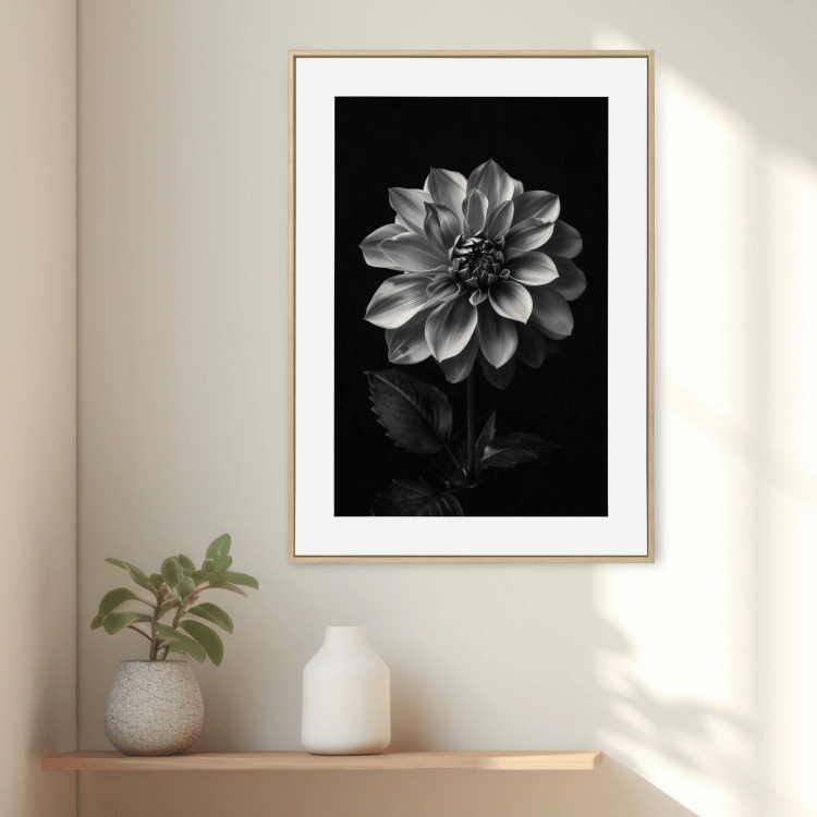 Monochrome Dahlia Digital Art Print