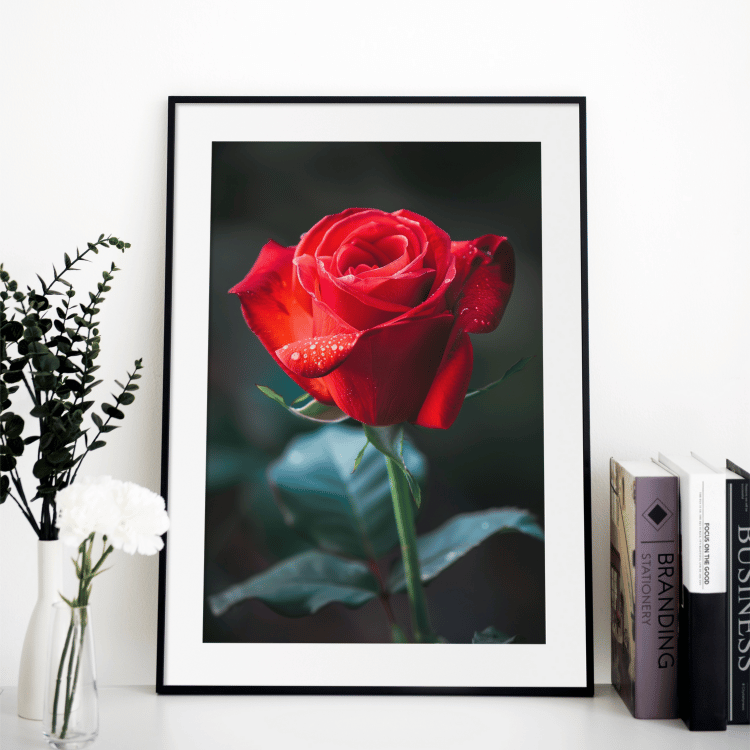 Dew-Kissed Red Rose Digital Art Set