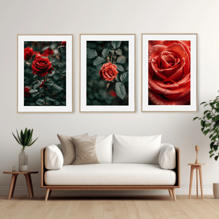 Romantic Red Rose Digital Art Set