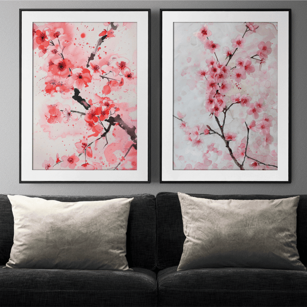 Cherry Blossom Watercolor Digital Art Set