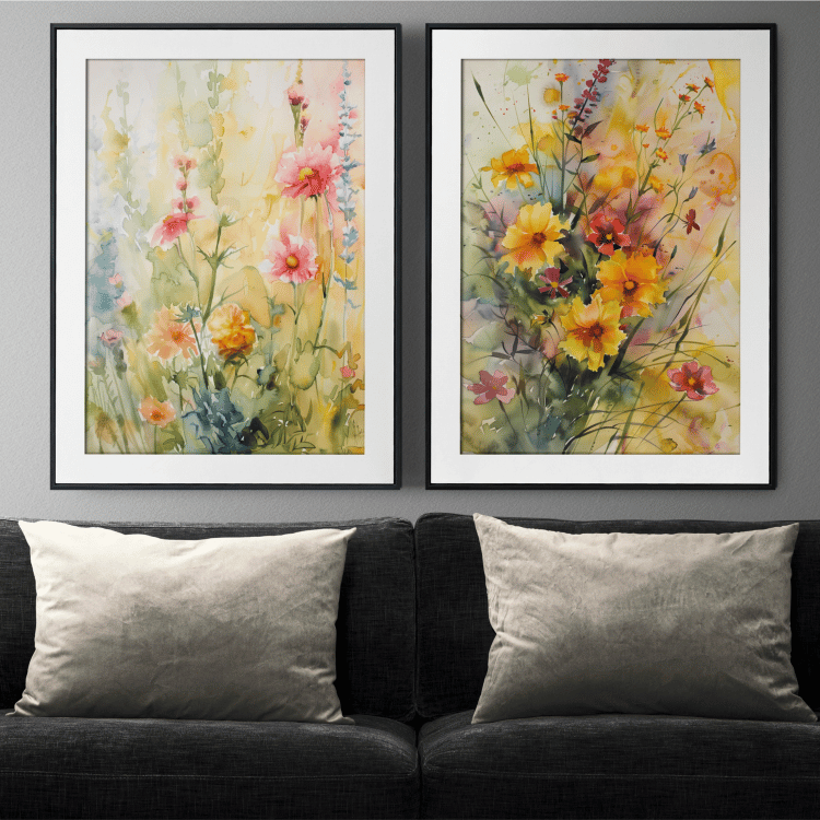 Spring Wildflowers Watercolor Digital Art Set