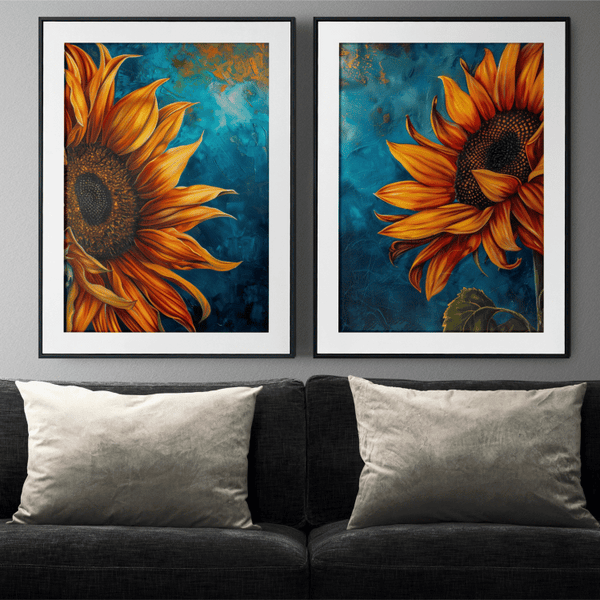 Vibrant Sunflower Digital Art Set