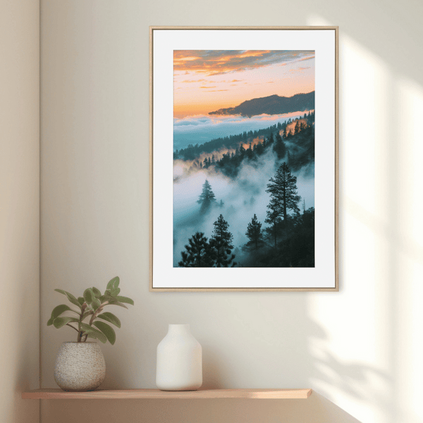 Mountain Sunrise Mist Digital Art Print