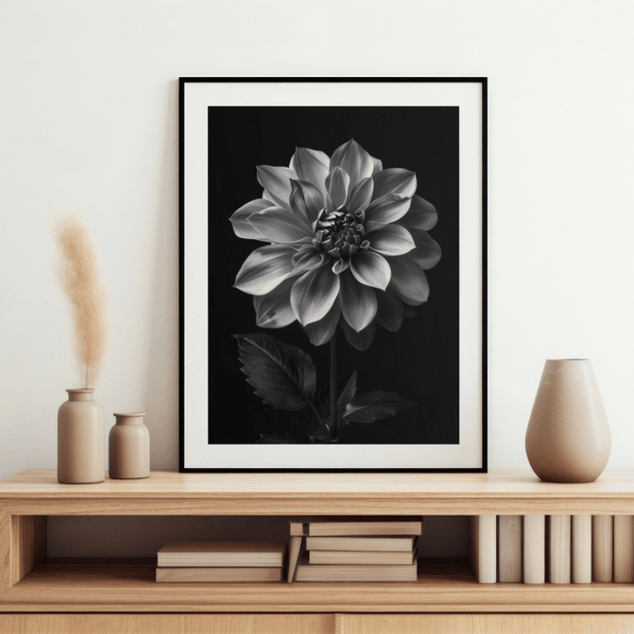 お歳暮 のし Digital Dahlia Monochrome Art Prints Nature Bloom – Print 絵画