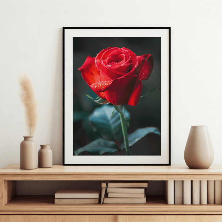 Dew-Kissed Red Rose Digital Art Set