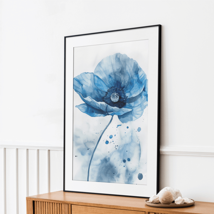 Blue Watercolor Flower Digital Art Set