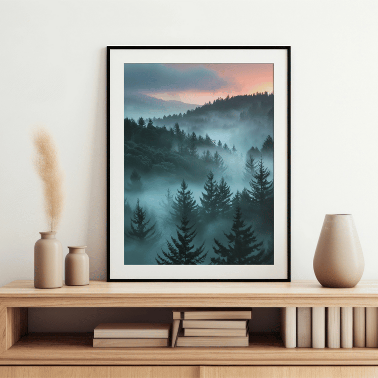 Misty Mountain Sunrise Digital Art Print