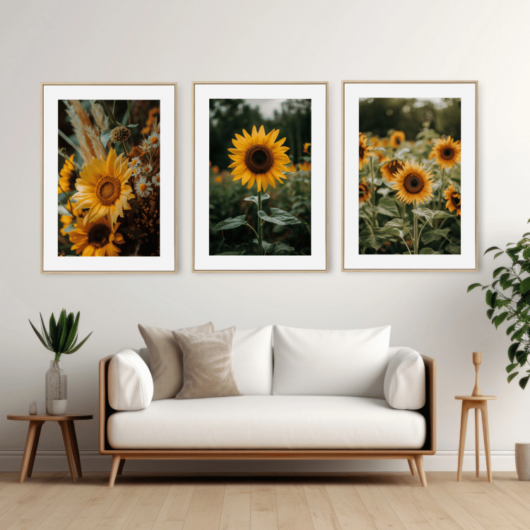 Rustic Sunflower Field Digital Art Set