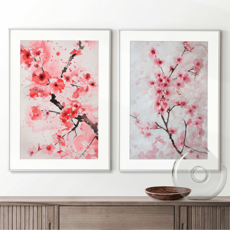 Cherry Blossom Watercolor Digital Art Set