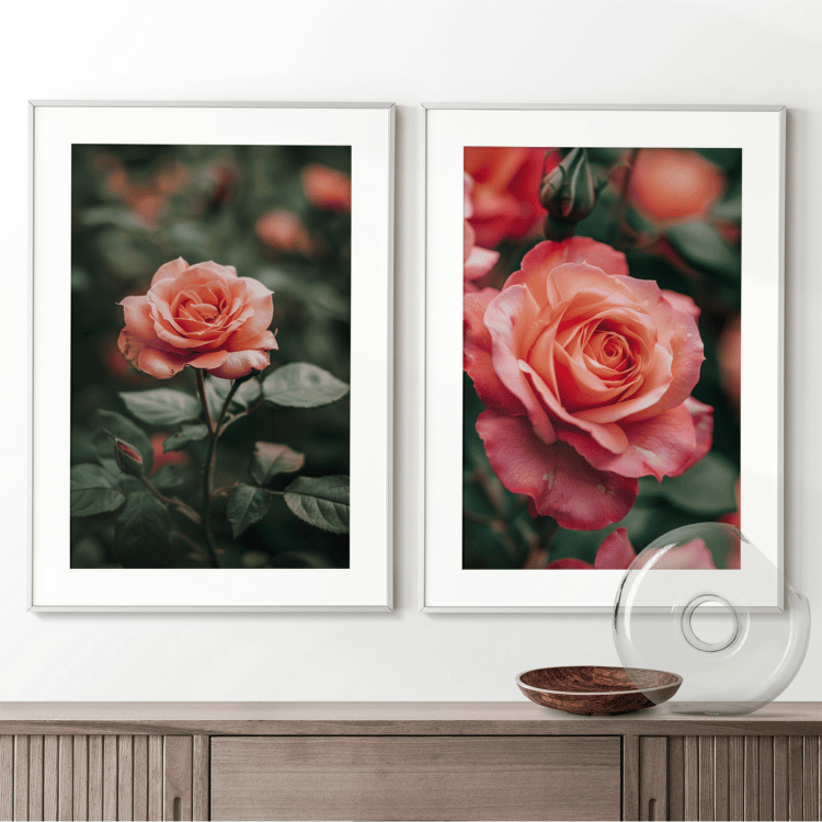 Blushing Rose Garden Digital Art Set