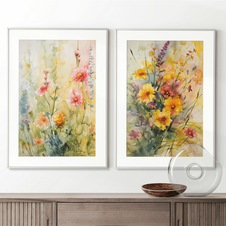 Spring Wildflowers Watercolor Digital Art Set