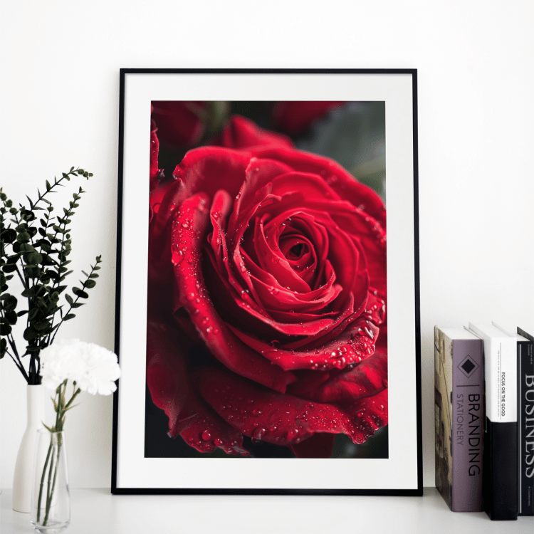 Dew-Kissed Red Rose Digital Art Set