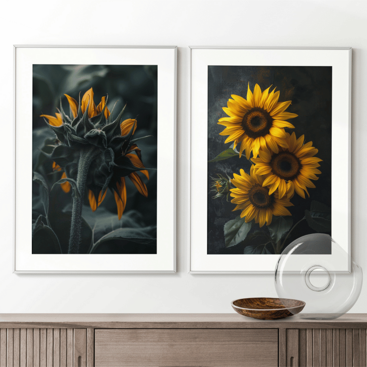 Moody Sunflower Digital Art Set