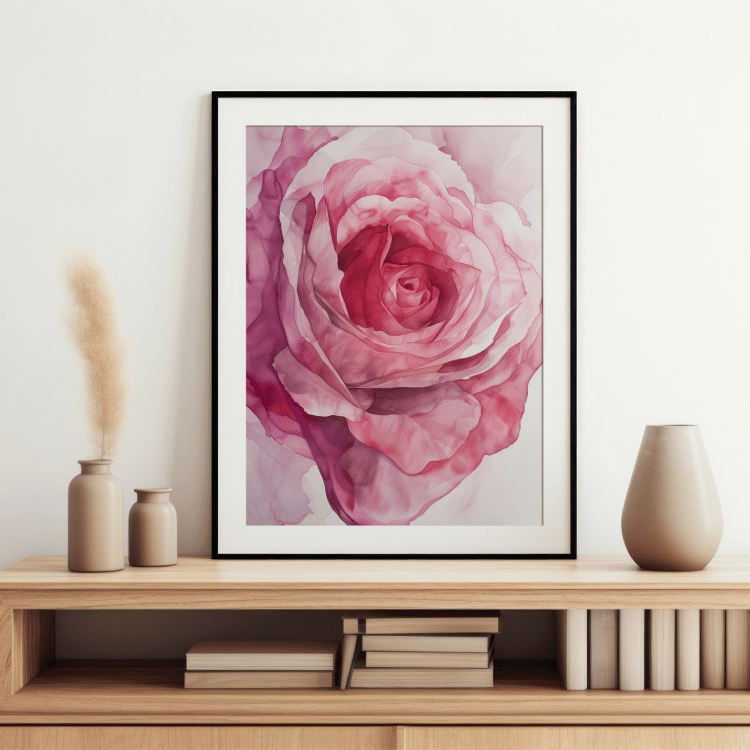 Pink Watercolor Rose Digital Art Set