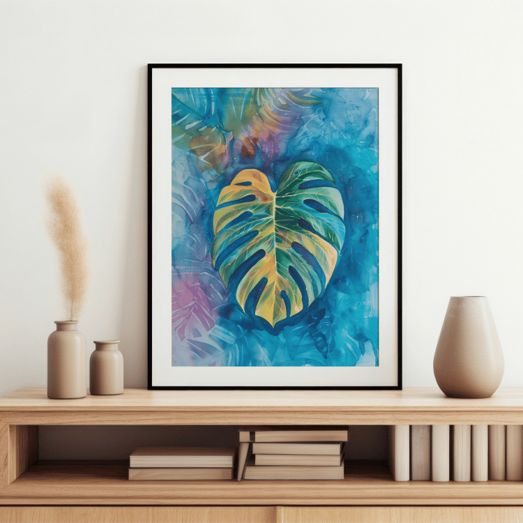 Vibrant Monstera Leaf Digital Art Set