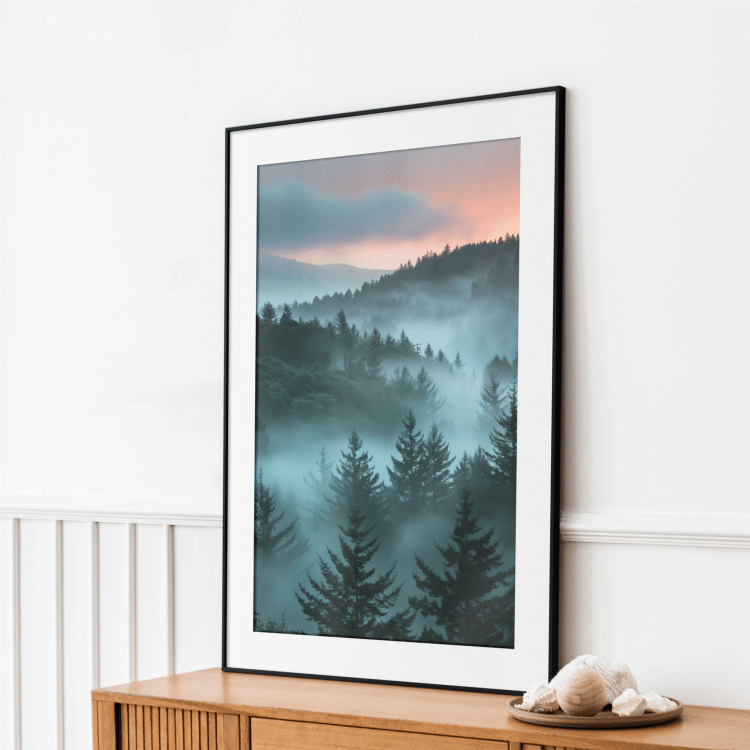 Misty Mountain Sunrise Digital Art Print