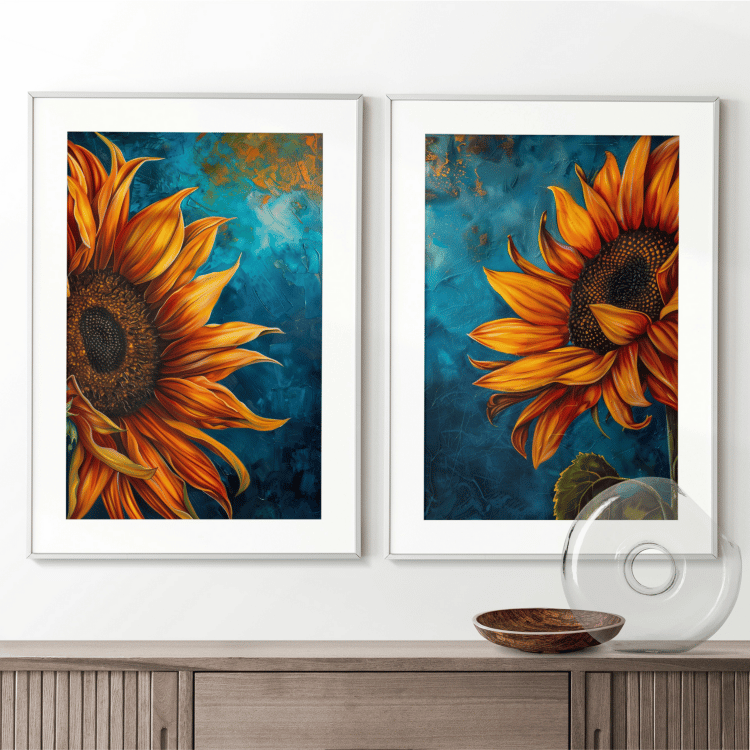 Vibrant Sunflower Digital Art Set