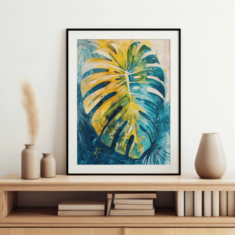 Abstract Tropical Monstera Leaf Digital Art Set