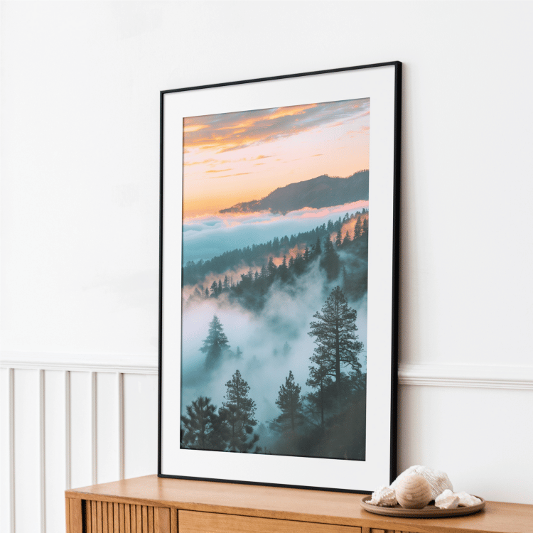 Mountain Sunrise Mist Digital Art Print