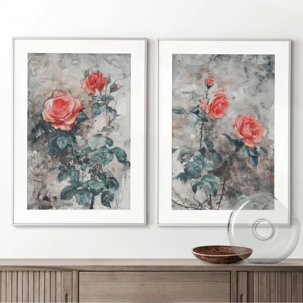 Vintage Rose Watercolor Digital Art Set