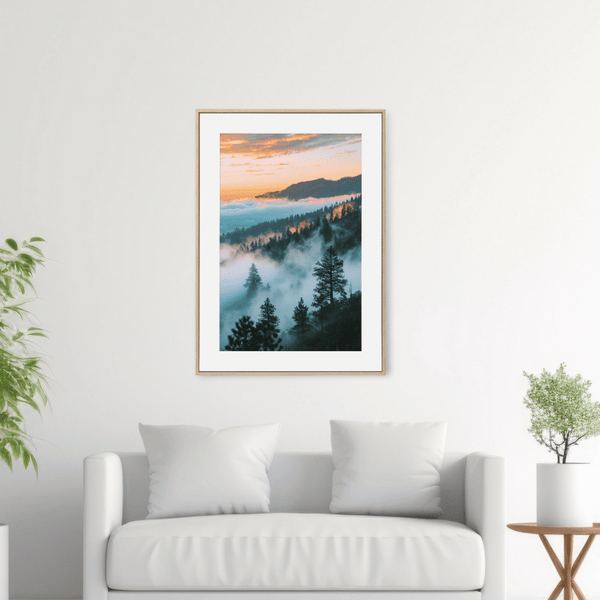 Mountain Sunrise Mist Digital Art Print