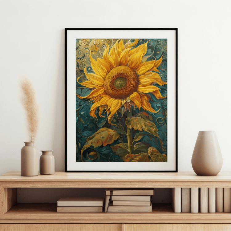 Golden Sunflower Trio Digital Art Set