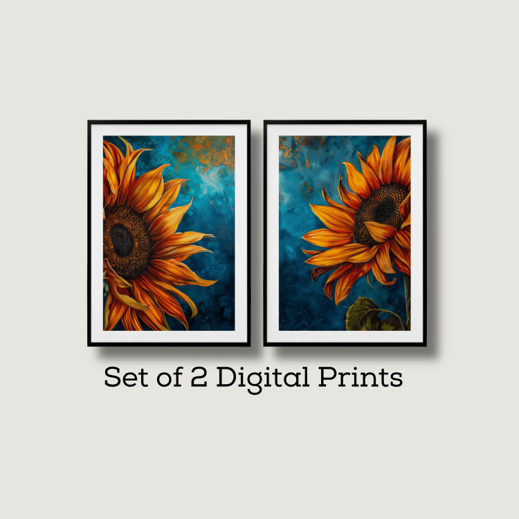 Vibrant Sunflower Digital Art Set