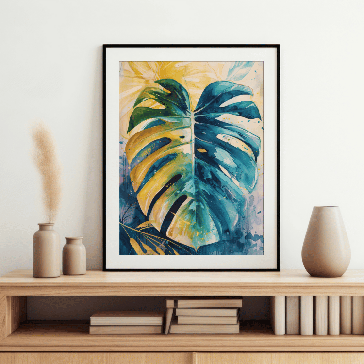 Abstract Tropical Monstera Leaf Digital Art Set