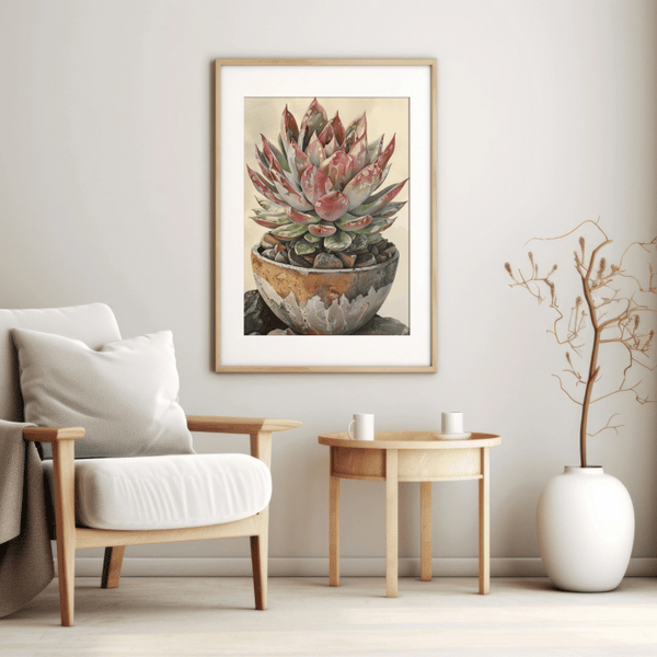 Charming Succulent Potted Plant Art Set