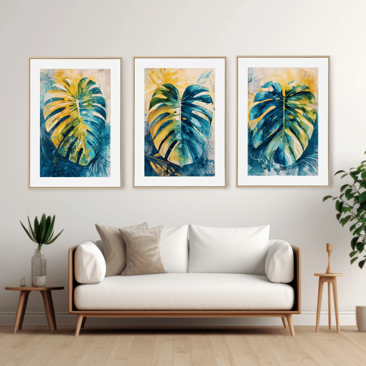 Abstract Tropical Monstera Leaf Digital Art Set