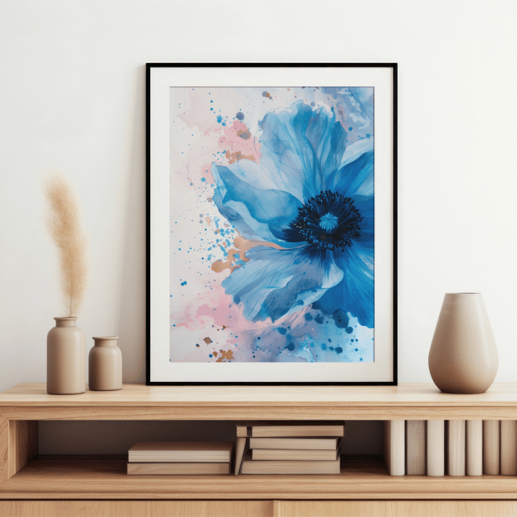 Blue Watercolor Flower Digital Art Set