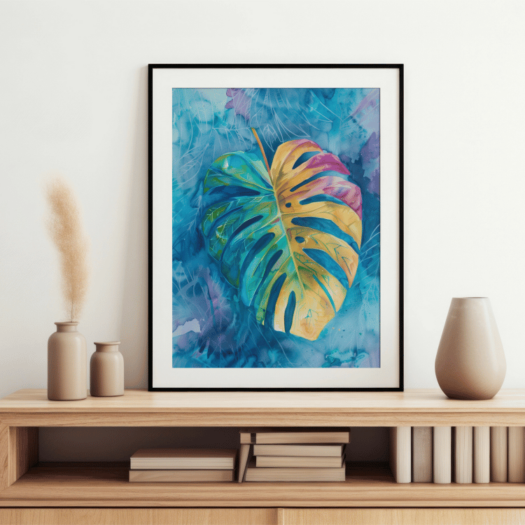 Vibrant Monstera Leaf Digital Art Set