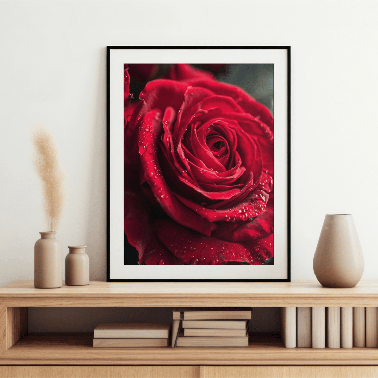 Dew-Kissed Red Rose Digital Art Set