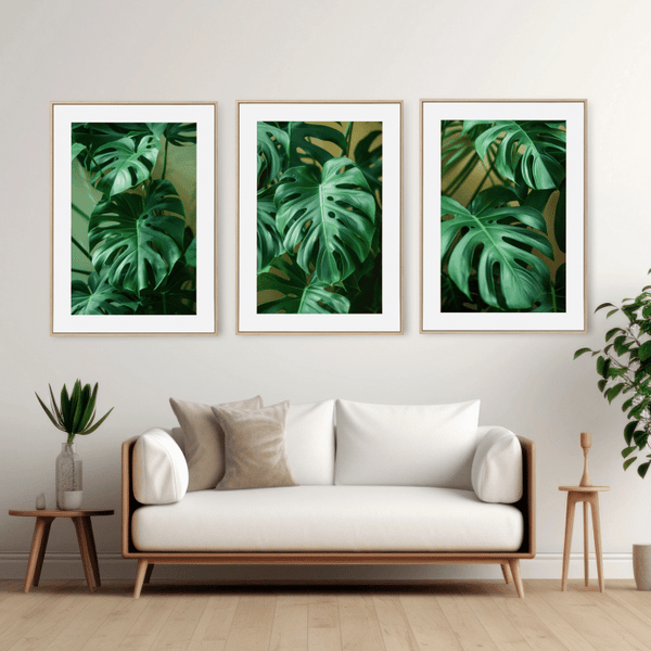 Lush Green Monstera Leaf Digital Art Set