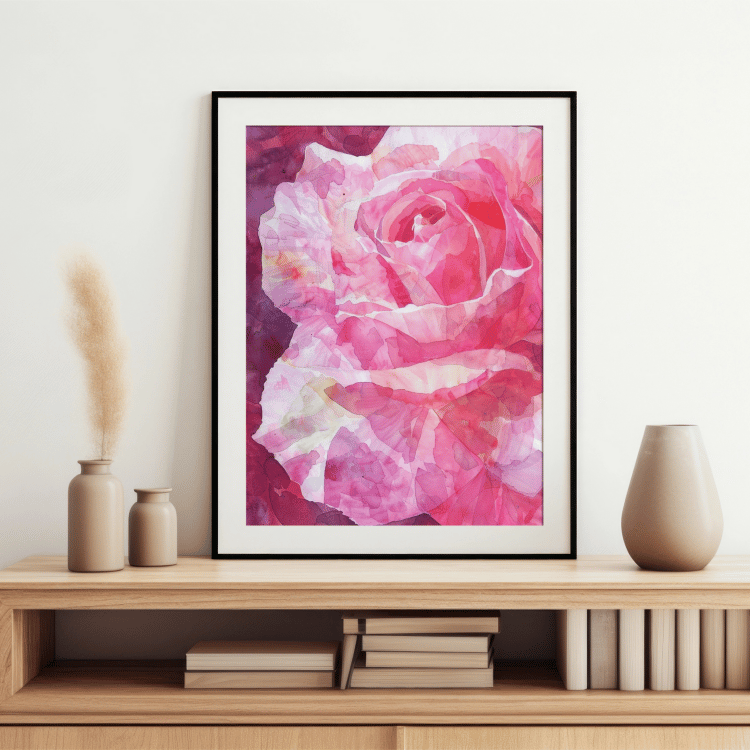 Pink Watercolor Rose Digital Art Set