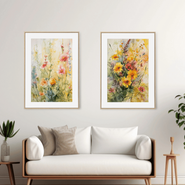 Spring Wildflowers Watercolor Digital Art Set