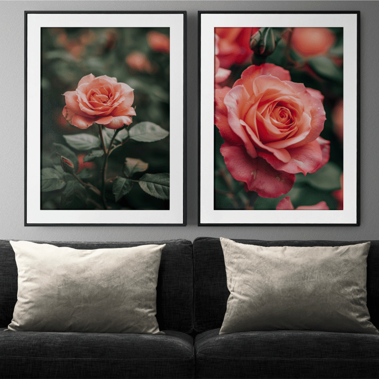 Blushing Rose Garden Digital Art Set