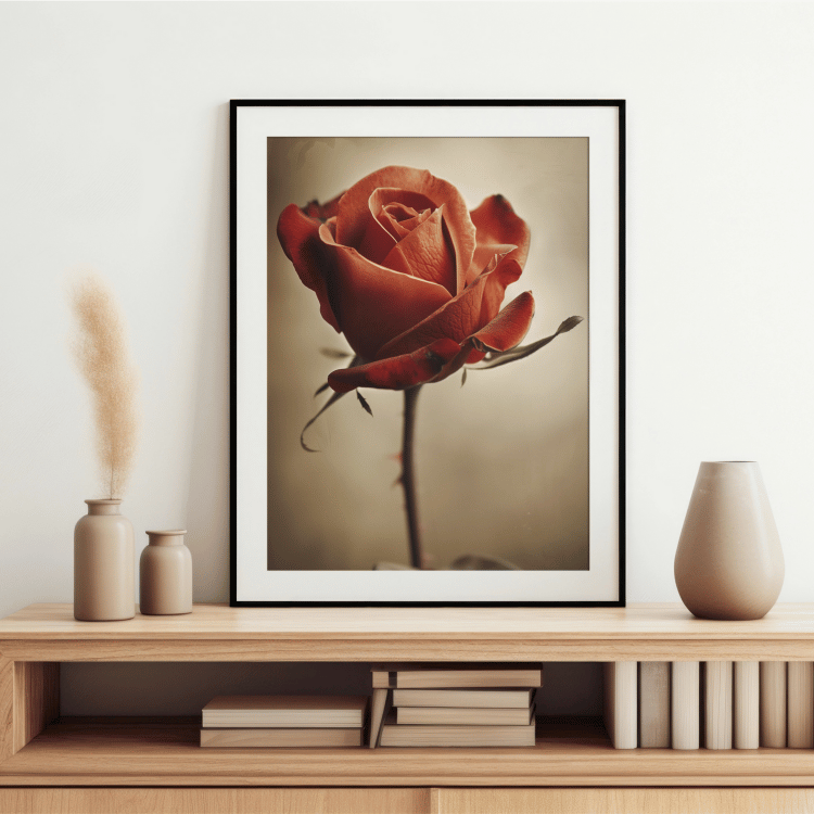 Antique Red Rose Digital Art Set