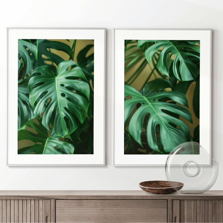 Lush Green Monstera Leaf Digital Art Set