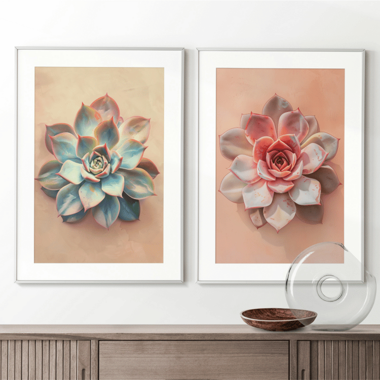 Colorful Succulent Digital Art Set