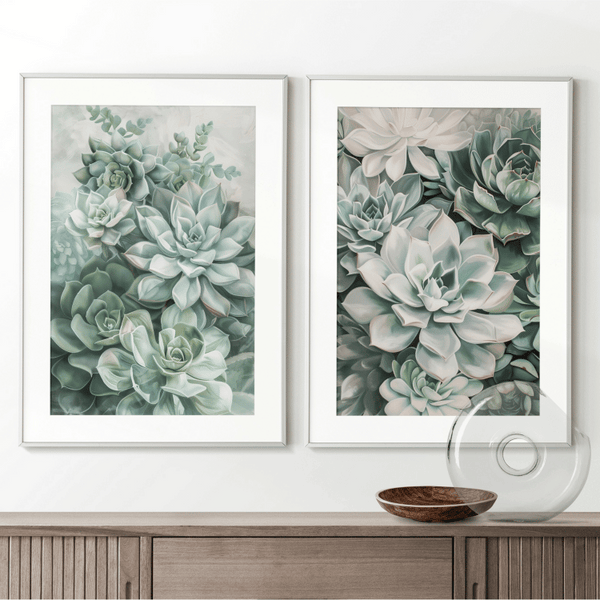 Serene Succulent Garden Digital Art Set