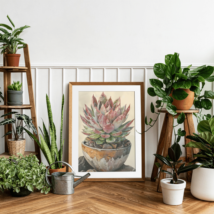 Charming Succulent Potted Plant Art Set