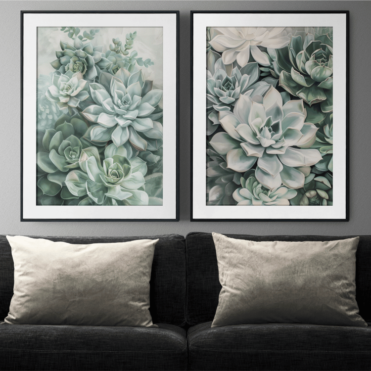 Serene Succulent Garden Digital Art Set