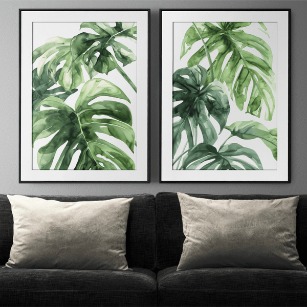 Tropical Monstera Leaf Digital Art Set